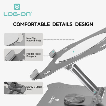 LOG ON METAL STAND HOLDER FOR LAPTOP LO-CRH66 ROTASI 360 (Menahan beban hingga 10Kg)