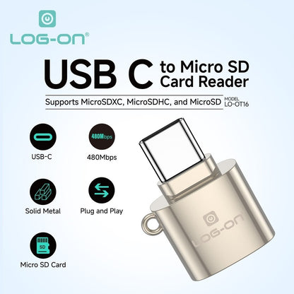 LOG ON USB Type-C/LIGHTNING LO-OT16 Card Reader OTG for Micro SD