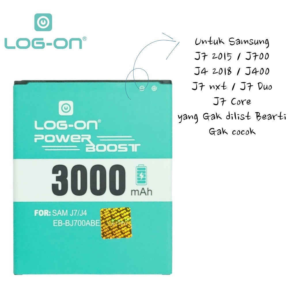 LOG ON BATERAI SAMSUNG J7/J4 BATRE POWER BOOST BATTERY