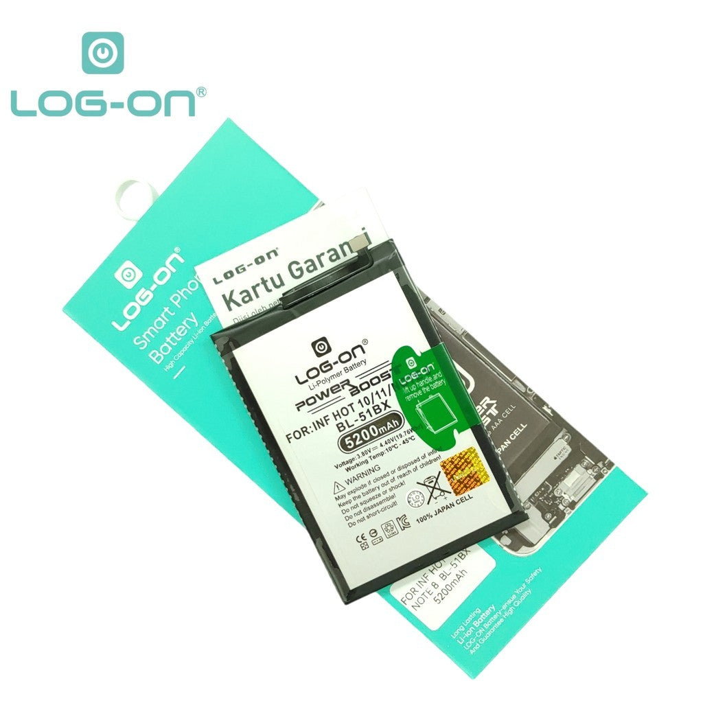 LOG ON  BL-51BX IFINIX HOT 10 X682/ HOT 11 X662/ NOTE 8 X692  NOTE 8i X683 POWER BOOST Battery Baterai Batre