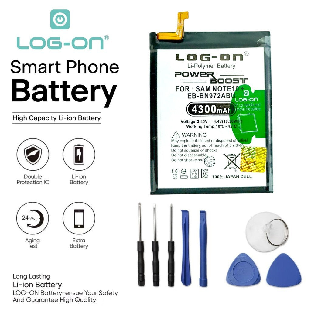 Baterai Log On EB-BN972ABU Untuk Samsung Note 10 Plus N975 Power Boost - Kapasitas 4300mAh Original Battery Batre - 1 Tahun Garansi