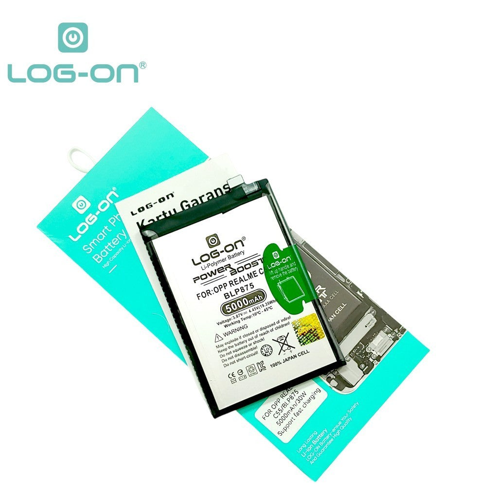 Log On - BLP875 Realme C55 / Realme 9 5G Speed Edition ( RMX3461 ) / Narzo 50 5G BLP-875 Power Boost Original Battery Baterai Batre - 1 Tahun Garansi