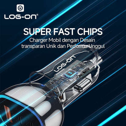LOG-ON FAST CAR CHARGER 68W LO-SV36 PD QC 3PORT (HANYA KEPALA CHARGER) FAST CHARGING MOBIL