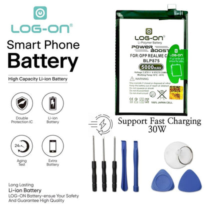 Log On - BLP875 Realme C55 / Realme 9 5G Speed Edition ( RMX3461 ) / Narzo 50 5G BLP-875 Power Boost Original Battery Baterai Batre - 1 Tahun Garansi