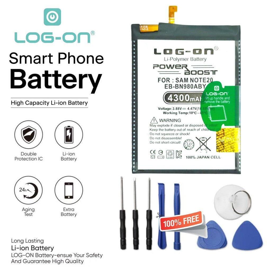 Baterai Log On EB-BN980ABY Untuk Samsung Note 20 N980 Power Boost Original - Kapasitas 4300mAh Battery Batre - 1 Tahun Garansi