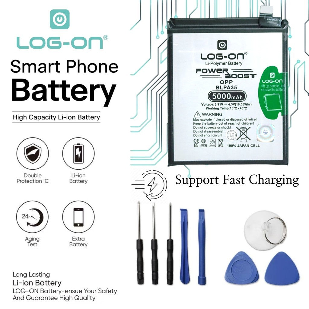 Baterai Log On BLPA35 Untuk Realme 12 Pro Plus / Realme 12 Pro 5G BLP-A35 Support Fast Charging 67W Original Battery Batre - 1 Tahun Garansi