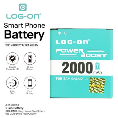 Log On - Samsung J2 2015 J200 / J200H / J200G Power Boost - Kapasitas 2000mAh Battery Baterai Batre - 1 Tahun Garansi