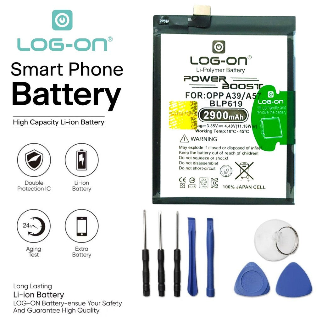 LOG ON BATERAI OPPO A39 / A57 / BLP619 BATRE DOUBLE POWER DOUBLE IC BATTERY