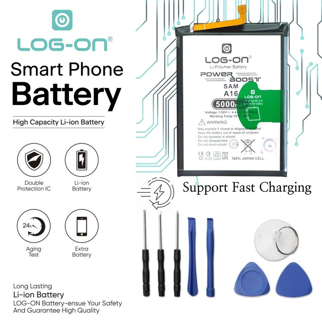 Baterai Log On EB-BA166ABY Untuk Samsung A17 / A16 4G / A16 5G Support Fast Charging 25W Original Battery Batre - 1 Tahun Garansi