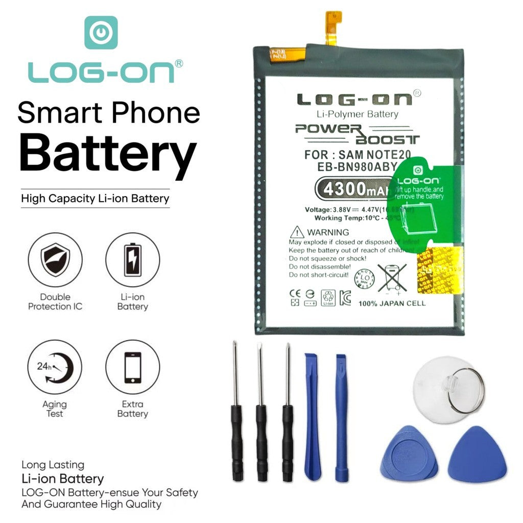Baterai Log On EB-BN980ABY Untuk Samsung Note 20 N980 Power Boost Original - Kapasitas 4300mAh Battery Batre - 1 Tahun Garansi