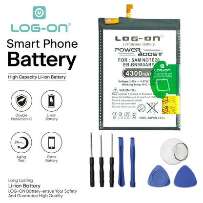 Baterai Log On EB-BN980ABY Untuk Samsung Note 20 N980 Power Boost Original - Kapasitas 4300mAh Battery Batre - 1 Tahun Garansi