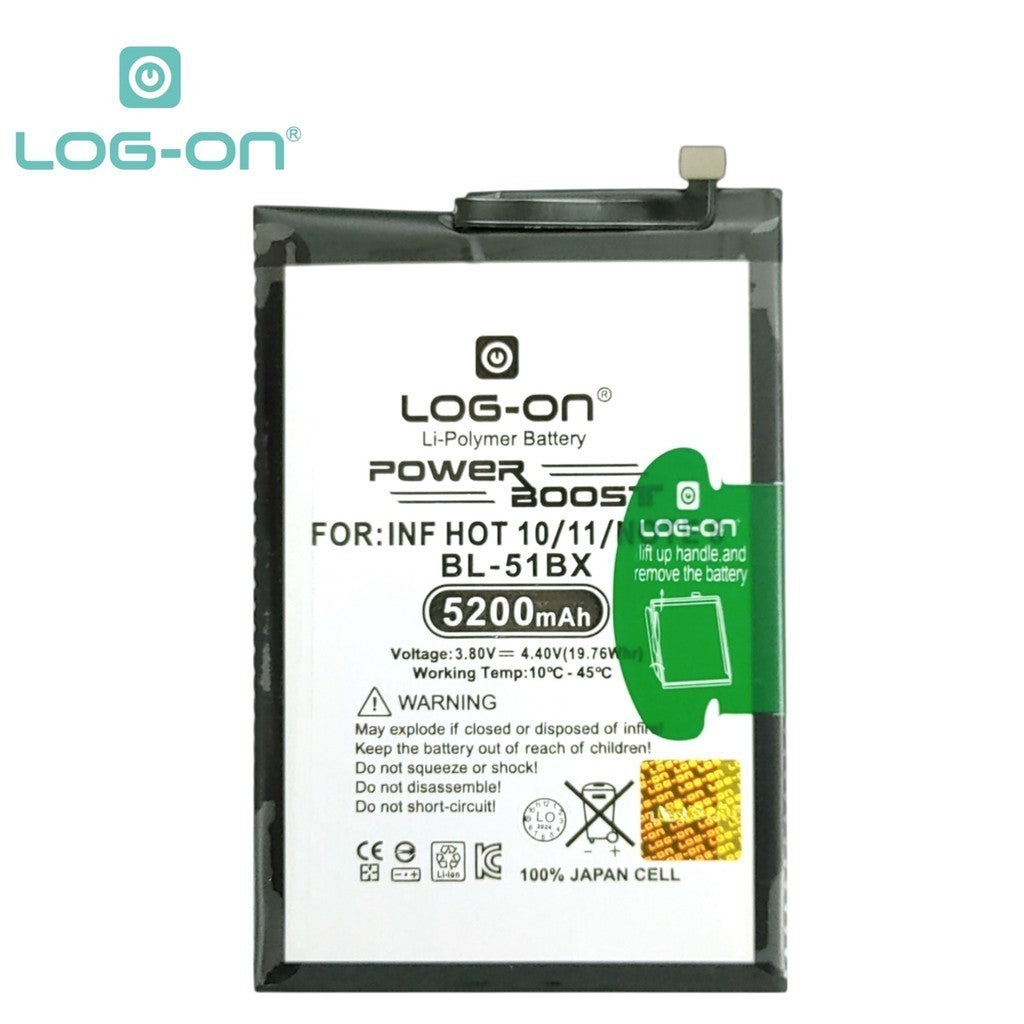 LOG ON  BL-51BX IFINIX HOT 10 X682/ HOT 11 X662/ NOTE 8 X692  NOTE 8i X683 POWER BOOST Battery Baterai Batre