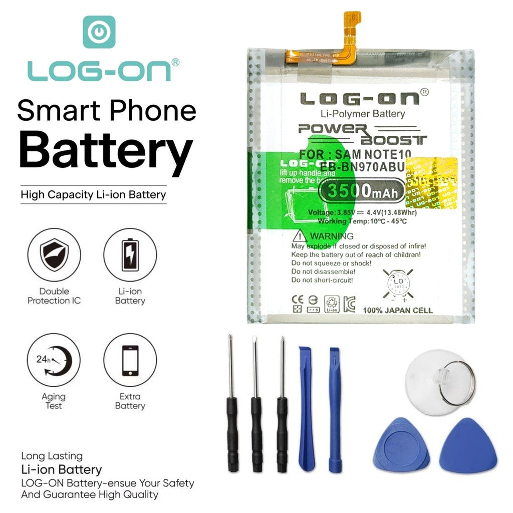 Baterai Log On EB-BN970ABU Untuk Samsung Note 10 N970 Power Boost - Kapasitas 3500mAh Original Battery Baterai Batre - 1 Tahun Garansi