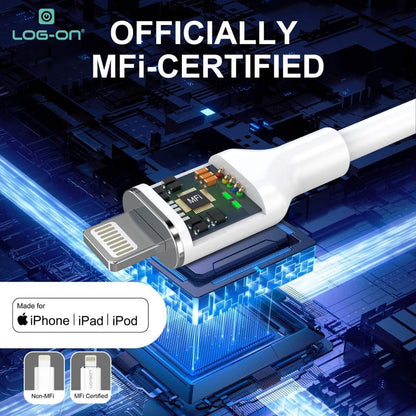 Kabel Log-On 27W USB-C to Lightning MFI LGO-10 Silikon Fast Charging 27W Apple MFi Certified 1.2M untuk iPhone iPad iPod