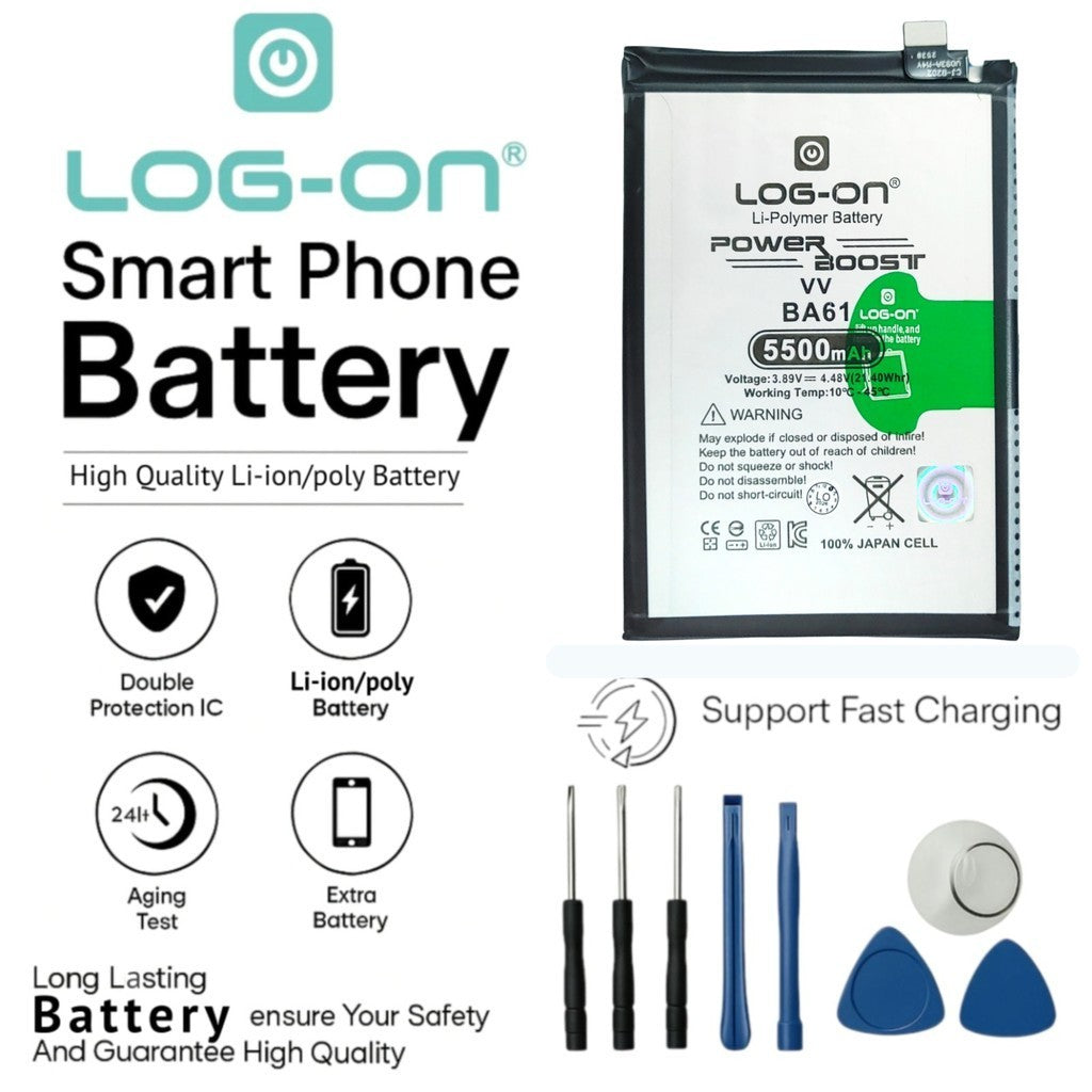 Baterai Log on BA61 untuk Vivo Y19S 4G / Y04 / Y19E 5500mAh Fast Charging 15W Original Battery 1 Tahun Garansi