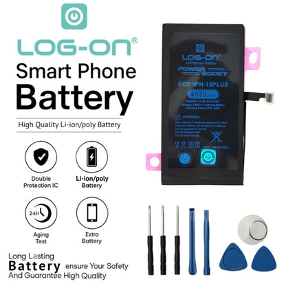 Baterai Log on Untuk Iphone 15 / 15 pro / 15 plus / 15 pro max Power Boost Original 1 Tahun Garansi Battery Batre