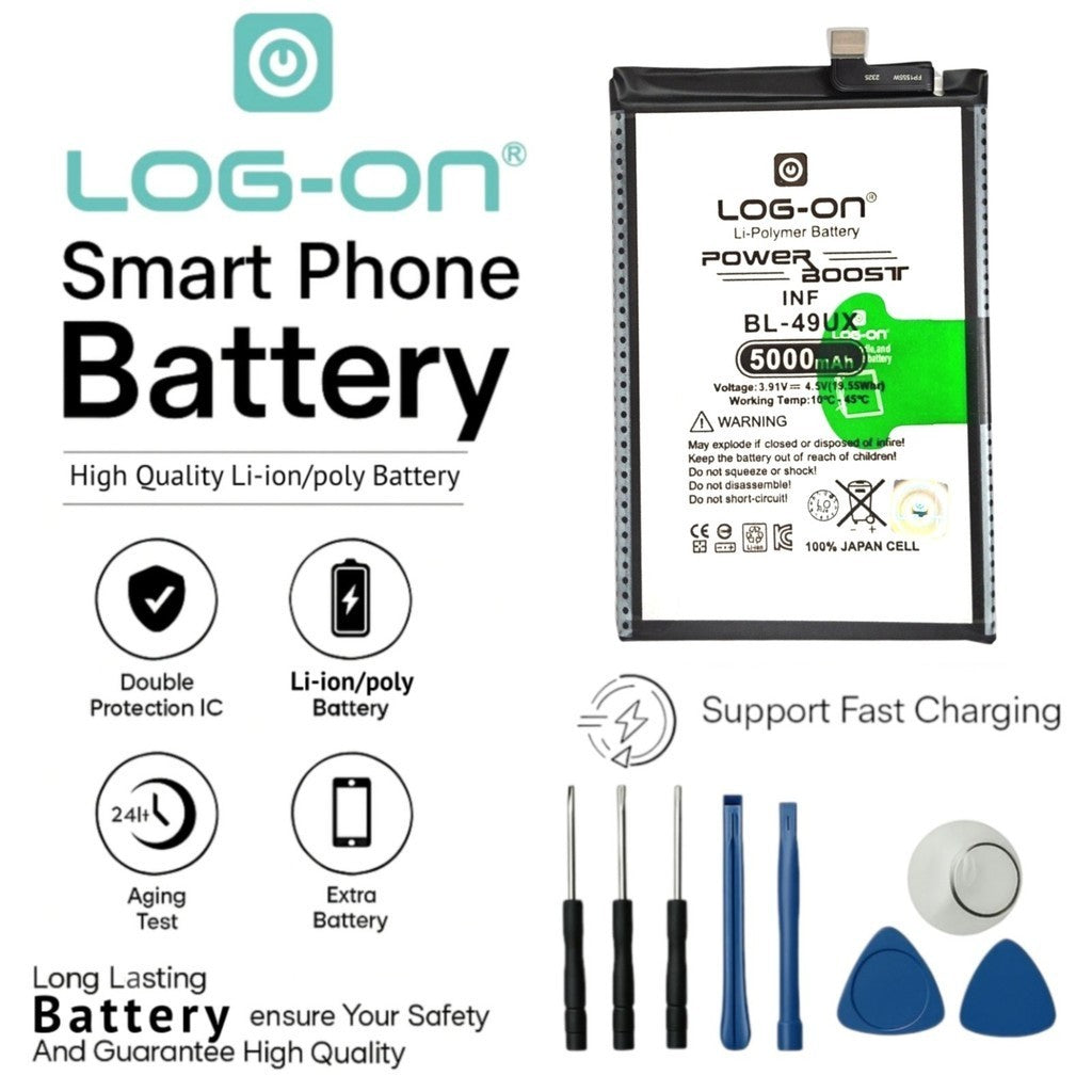 Baterai Log on BL-49UX untuk Infinix Hot 50 Pro plus 5000mAh Fast Charging 45W Original Battery 1 Tahun Garansi