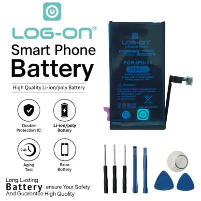 Baterai Log on Untuk Iphone 15 / 15 pro / 15 plus / 15 pro max Power Boost Original 1 Tahun Garansi Battery Batre