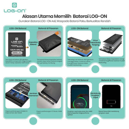 Log On Oppo A3S/REALME 2 /REALME C1 Power Boost Double IC Battery Baterai