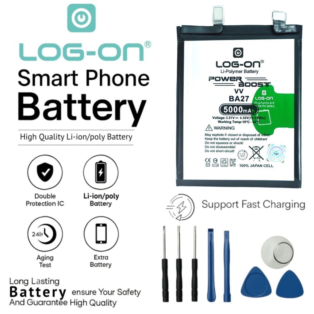 Baterai Log on BA27 untuk Vivo V40 lite 5000mAh Fast Charging 80W Original Battery 1 Tahun Garansi