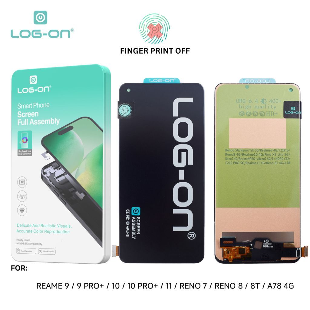 LOG-ON LCD UNTUK REALME 9 / REALME 9 PRO PLUS / REALME 10 / REALME 10 PRO / REALME 11 INCELL FULLSET TOUCHSCREEN GARANSI TEST 7 HARI