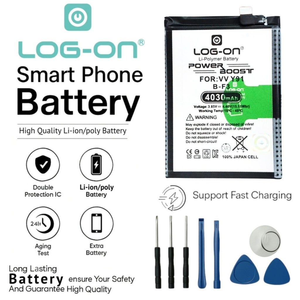 Baterai Log on B-F3 Untuk VIVO Y91 /  Y93 / Y95 / Y91C BF3 Kapasitas 4030mAh Original 1 Tahun garansi  Battery Batre