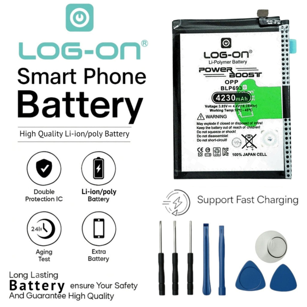 Log On - BLP693 Oppo Realme 3 Power Boost Double IC Protection Battery baterai