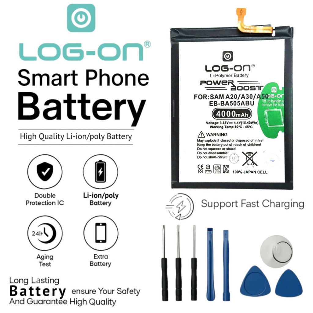 LOG ON BATERAI SAMSUNG A20-A205 LOG-ON BATRE POWER BOOST DOUBLE IC BATTERY
