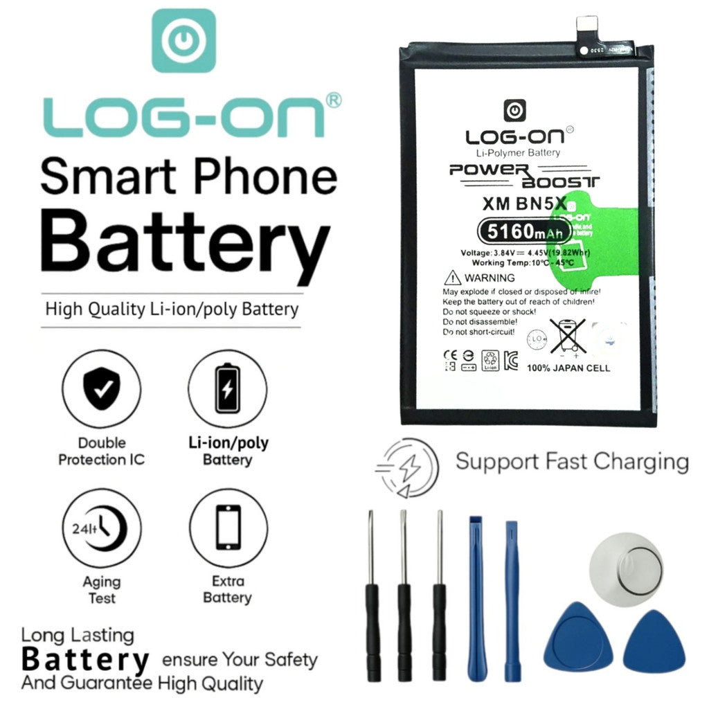 Log On - BN5X Untuk Xiaomi Redmi 14C / Poco C75 BN-5X Support Fast Charging Kapasitas 5160mAh Power Boost Battery Baterai Batre - 1 Tahun Garansi