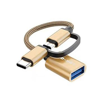 LOG ON OTG KABEL 2 IN 1  TYPE C DAN MICRO TO USB A LO-OT11(bisa digunakan untuk flashdisk sampai 2 TB), bisa untuk soundcard