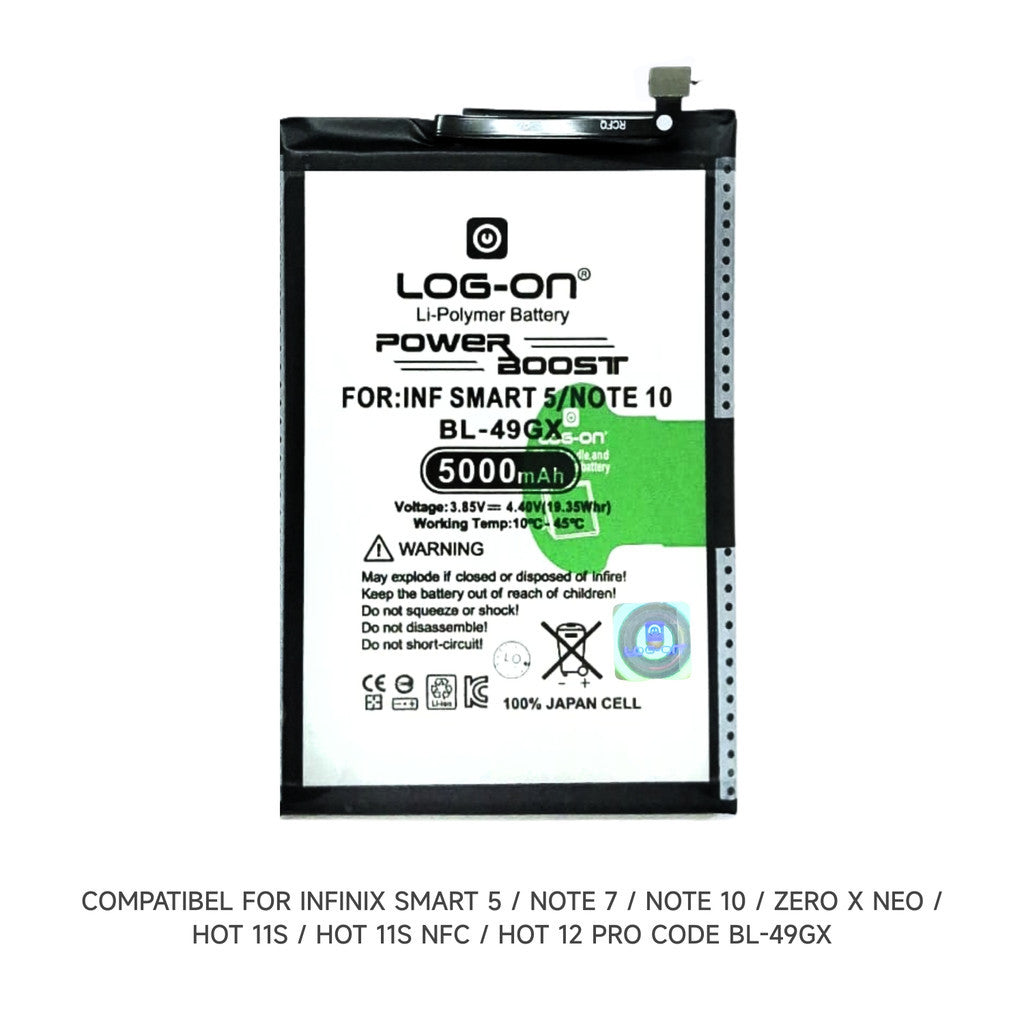 LOG ON BATERAI INFINIX SMART 5 BL-49GX/HOT 11S/NOTE 10 BATRE  BATTERY