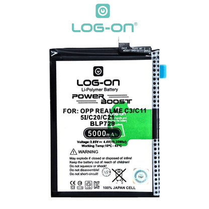 Log On - BLP729 Oppo Realme C3/ Realme 5/ realme 5i/Realme 5S/C21Y/Narzo 10A/ C11/ Narzo 50i Power Boost Double IC Battery Baterai