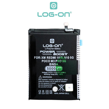 Baterai Log on BN5A Untuk Xiaomi Redmi 10 4G / Note 10 5G / Poco M3 Pro 5G BN-5A Power Boost 5000mAh Original 1 Tahun garansi Battery Batre