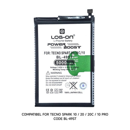 Log On - BL-49ST Tecno Spark 20 / 20C / Spark 10 / Spark 10 pro BL49ST Power Boost Original Battery Baterai Batre