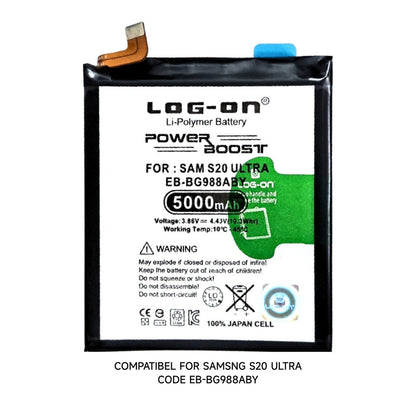 Baterai Log on EB-BG988ABY Untuk SAMSUNG S20 ULTRA Power Boost Original Battery Baterai Batre