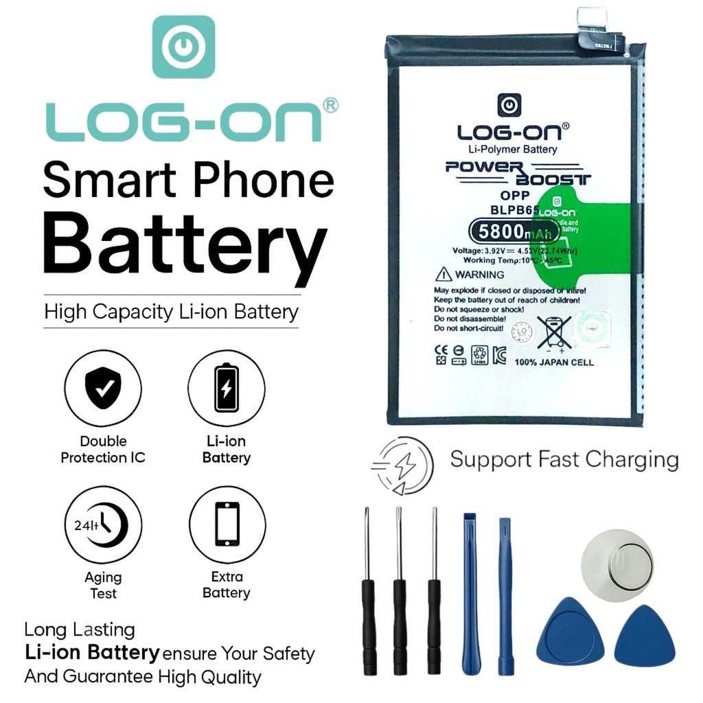 Baterai Log on BLPB65 Untuk Oppo A5 PRO BLP-B65 Power Boost 5800mAh / 45W Original 1 Tahun Garansi Battery Batre