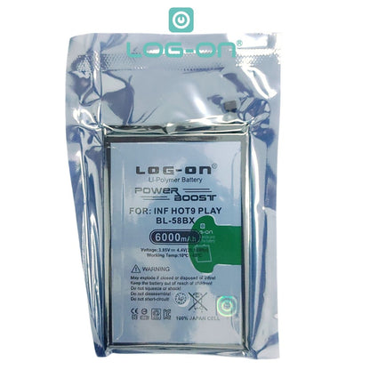 Baterai Log on BL-58BX Untuk Infinix Hot 9 Play / Hot 10 Play / Hot 10s / Hot 11 Play  / Hot 12 Play / Hot 30 Play BL58BX Power Boost 6000mAh