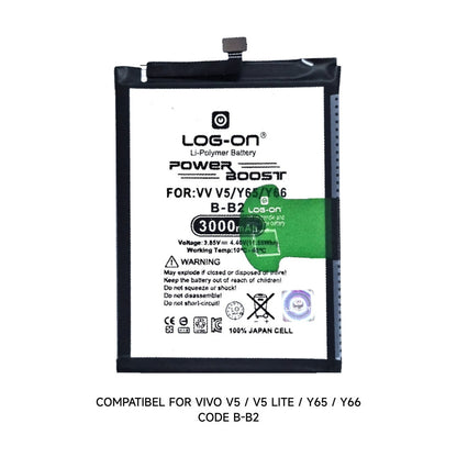 Baterai Log on B-B2 Untuk Vivo V5 lite / V5 / V5S / Y66 / Y67 BB2 3000mAh Original 1 Tahun garansi Battery Batre