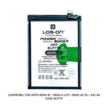 Baterai Log on BLP779 Untuk Oppo Reno 4F / Reno 4 Lite / Reno 4Z 5G / A92S / A93 4G BLP-779 Kapasitas 4000mAh Original 1 Tahun Garansi Battery Batre