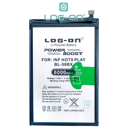 Baterai Log on BL-58BX Untuk Infinix Hot 9 Play / Hot 10 Play / Hot 10s / Hot 11 Play  / Hot 12 Play / Hot 30 Play BL58BX Power Boost 6000mAh