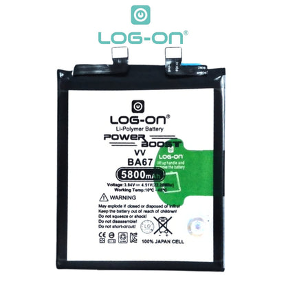 Baterai Log on BA67 Untuk VIVO X200 Kapasitas 5800mAh Fast charging 90W Garansi 1 tahun Battery Batre