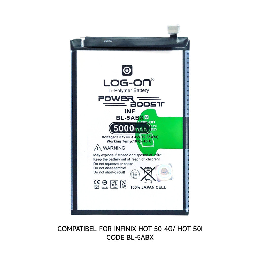 Baterai Log On BL-5ABX Untuk Infinix Hot 50 4G ( X6882 ) / hot 50i BL5ABX Power Boost - Kapasitas 5000mAh 1 Tahun Garansi Battery Batre