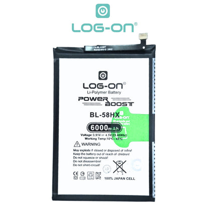 Baterai Log on BL-58HX Untuk INFINIX SMART 10 PLUS X6725B Fast Charging 18W Kapasitas 6000mAh 1 Tahun Garansi Battery Batre