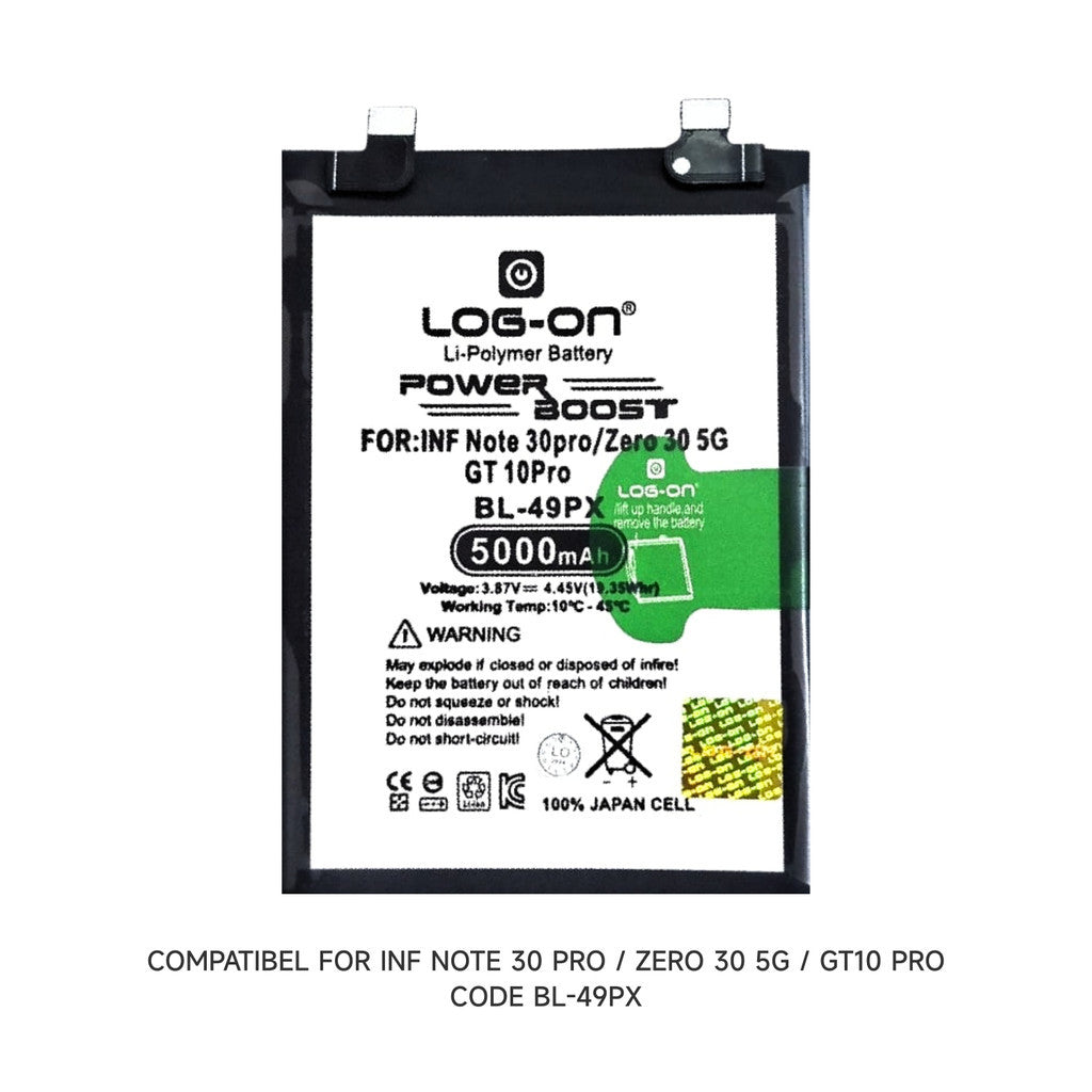 Log On - BL-49PX Infinix Note 30 Pro / Zero 30 (4G/5G) / GT 10 Pro Power Boost Original Battery Baterai Batre  - 1 Tahun Garansi