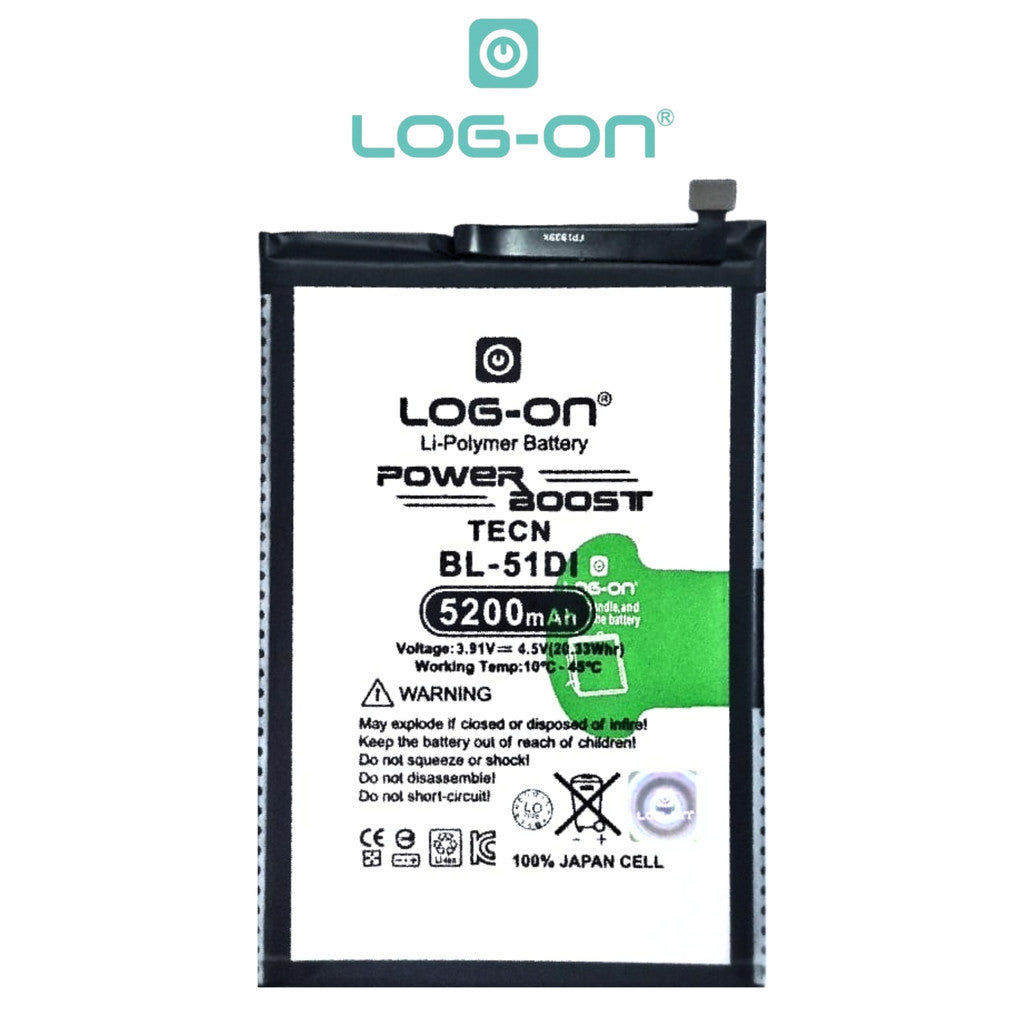 Baterai Log on BL-51Di Untuk ITEL CITY 100 / ITEL CITY 200 Kapasitas 5200MAH 1 Tahun Garansi Battery Batre