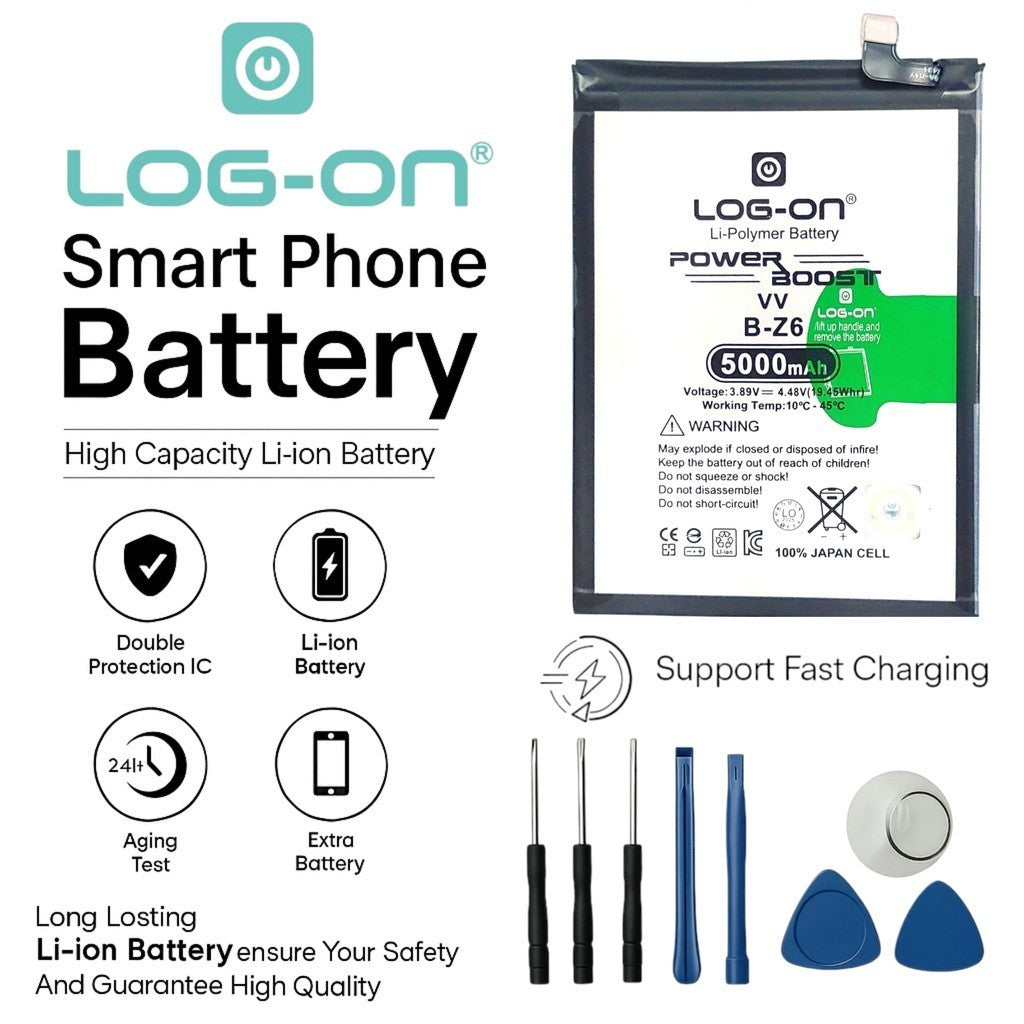 Baterai Log on B-Z6 Untuk Vivo Y27 5G Power Boost 5000mAh / 18W Original 1 Tahun Garansi Battery Batre