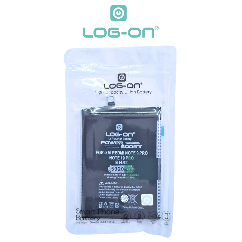 Baterai Log On BN53 Untuk Xiaomi Redmi Note 9 Pro / Note 10 Pro 4G BN-53 Power Boost - Kapasitas 5020mAh Original Battery Batre - 1 Tahun Garansi