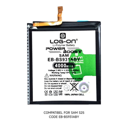 Baterai Log on EB-BS931ABY Untuk SAMSUNG S25 Fast Charging 45W Kapasitas 4000MAH 1 Tahun Garansi Battery Batre