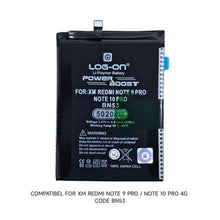 Baterai Log On BN53 Untuk Xiaomi Redmi Note 9 Pro / Note 10 Pro 4G BN-53 Power Boost - Kapasitas 5020mAh Original Battery Batre - 1 Tahun Garansi