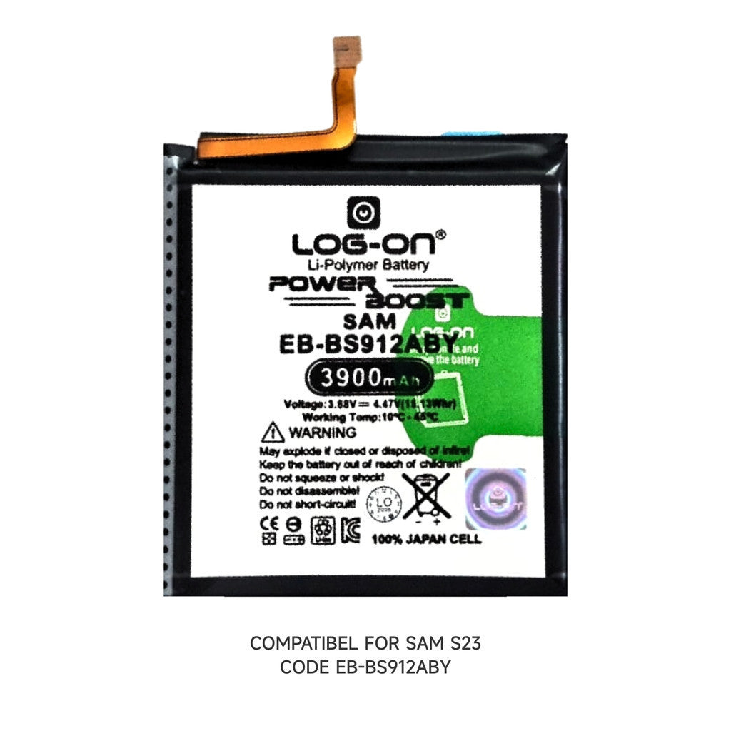 Baterai Log on EB-BS911ABY Untuk SAMSUNG S23 Fast Charging 23W Kapasitas 3900MAH 1 Tahun Garansi Battery Batre